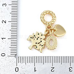 Rack Plating Brass Clear & Green Cubic Zirconia European Dangle Charms&nbsp;KK-P287-24G