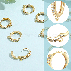 6 Pairs Brass Micro Pave Clear Cubic Zirconia Hoop Earring Findings&nbsp;KK-BBC0027-48A