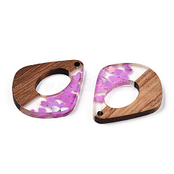 Transparent Resin & Walnut Wood Pendants&nbsp;RESI-N039-57A