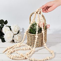 Round Natural Wood Beads Wall Hanging Decorations&nbsp;WOOD-GA0001-08