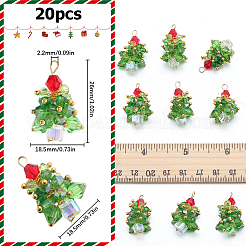 20Pcs Christmas Tree Glass Pendants&nbsp;FIND-SC0011-08