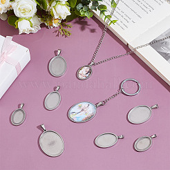 8Pcs 4 Styles Stainless Steel Pendant Cabochon Settings&nbsp;STAS-NB0002-03
