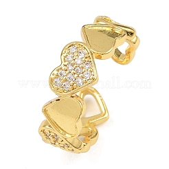 Brass Micro Pave Cubic Zirconia Cuff Rings for Women&nbsp;RJEW-Z113-20G