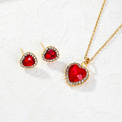 Alloy Heart Stud Earring & Pendant Necklaces&nbsp;MV2804