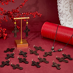 50Pcs Cross Wood Pendants&nbsp;PALLOY-FH00176