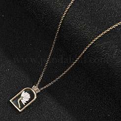 Arch with Flower Brass Enamel Pendant Necklaces&nbsp;NJEW-H051-06G