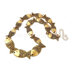 Tibetan Style Alloy Graduated Fish Link Chain Necklaces for Women&nbsp;LS-NJEW-C102-01AG