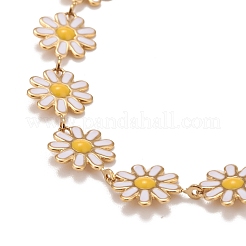 Enamel Daisy Link Chain Necklace&nbsp;NJEW-P220-01G