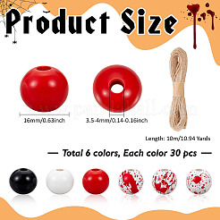 Halloween Theme Printed Natural Wooden Beads&nbsp;WOOD-ME0001-07
