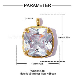 304 Stainless Steel Pave Clear Cubic Zirconia Charms&nbsp;CU-OY001-30G