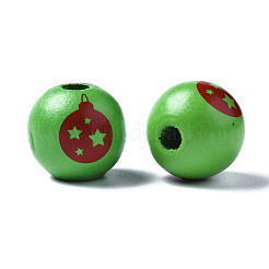 Painted Natural Wood European Beads&nbsp;WOOD-S057-041A
