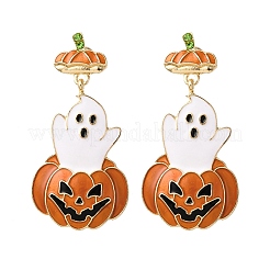 Ghost with Pumpkin Alloy Dangle Stud Earrings&nbsp;LS-EJEW-Z142-142