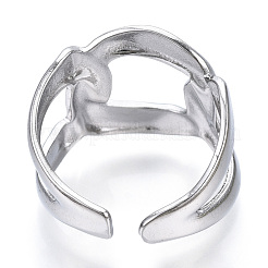 Non-Tarnish 304 Stainless Steel Curb Chains Shape Open Cuff Ring for Women&nbsp;RJEW-N040-02