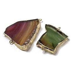 Dyed Natural Agate Connector Charms&nbsp;G-H304-04KCG