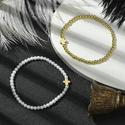 2Pcs 2 Colors Alloy Cross Link Bracelets&nbsp;BJEW-JB10561