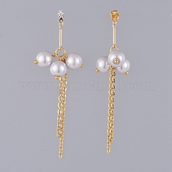 Eco-Friendly Glass Pearl Dangle Stud Earrings&nbsp;EJEW-JE03813-03