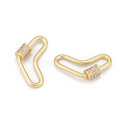 Brass Micro Pave Cubic Zirconia Screw Carabiner Lock Charms&nbsp;ZIRC-G160-60G