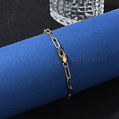 PVD Vacuum Plating 304 Stainless Steel Paperclip Chain Bracelets&nbsp;X-BJEW-I295-15G