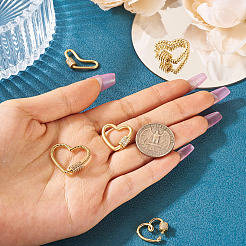 5Pcs 5 Style Brass Micro Pave Clear Cubic Zirconia Screw Carabiner Lock Charms&nbsp;ZIRC-TA0002-17