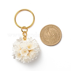 Flower Spray Paint ABS Plastic Imitation Pearl Pendant Keychain&nbsp;KEYC-JKC00370