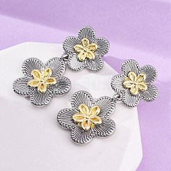 Flower Brass Dangle Stud Earrings&nbsp;EJEW-H158-11GP