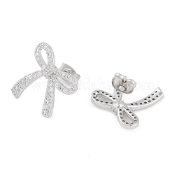 Brass Pave Clear Cubic Zirconia Stud Earrings for Women&nbsp;EJEW-S225-04P