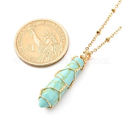 Double Pointed Synthetic Turquoise Pendant Necklace&nbsp;NJEW-JN03720-01