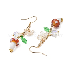304 Stainless Steel Butterfly & Mushroom Dangle Earrings for Women&nbsp;EJEW-JE06235-02
