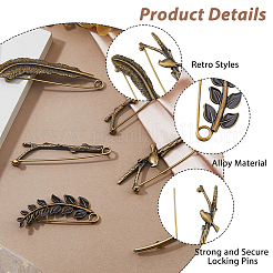 6Pcs 6 Styles Alloy Brooches for Clothes Backpack&nbsp;JEWB-HS0001-02