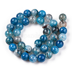 Dyed Natural Dragon Veins Agate Beads Strands&nbsp;G-Q462-128C-8mm