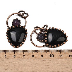 Natural Obsidian & Natural Amethyst Pendants&nbsp;G-Z101-06R-05