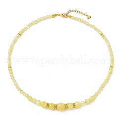 Natural Golden Silk Jade Round Graduated Beaded Necklaces&nbsp;NJEW-JN06330
