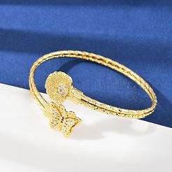 Brass Micro Pave Clear Cubic Zirconia Bangles&nbsp;BJEW-C112-03G