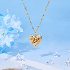 304 Stainless Steel Heart Locket Pendant Necklaces for Photo&nbsp;NJEW-WH0020-97C