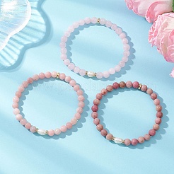 3Pcs Natural Pink Opal & Rhodochrosite & Rose Quartz Round Beads Stretch Bracelets for Women&nbsp;BJEW-JB13055
