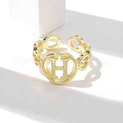 Brass Open Cuff Rings for Women&nbsp;RJEW-K289-01G-H