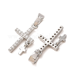 Brass Micro Pave Clear Cubic Zirconia Pendants&nbsp;CU-CBAB2E9-01P