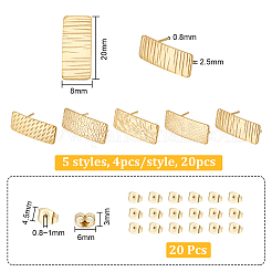 20Pcs 5 Style Ion Plating(IP) 304 Stainless Steel Stud Earring Finding&nbsp;STAS-UN0045-96