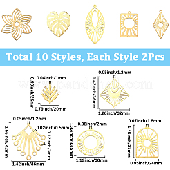 20Pcs 10 Styles Brass Filigree Joiners Links & Pendants&nbsp;KK-SC0006-82