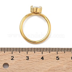 304 Stainless Steel Pave Cubic Zirconia Cuff Open Rings&nbsp;RJEW-P180-06G