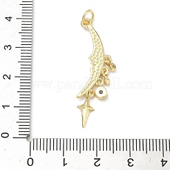 Brass Micro Pave Cubic Zirconia Pendants&nbsp;KK-P345-51G