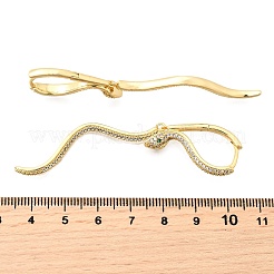 Brass Clear Cubic Zirconia Snake Hoop Earrings&nbsp;EJEW-C147-07G