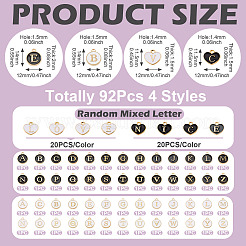 92Pcs 4 Styles Initial Letter A~Z Alphabet Enamel Charms&nbsp;ENAM-TA0003-50