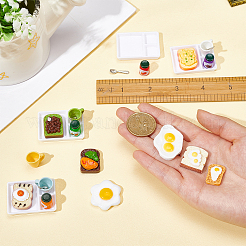 Resin Dollhouse Miniature Toast Bread & Omelette Jam Plate Cup Spoon Set&nbsp;DJEW-FG0001-17