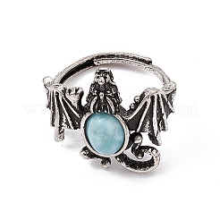 Dinosaur Natural Gemstone Adjustable Rings&nbsp;RJEW-G273-01AS