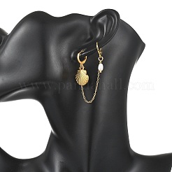 304 Stainless Steel Pendants & Natural Cultured Freshwater Pearl Leverback Earrings&nbsp;EJEW-JE07259-03