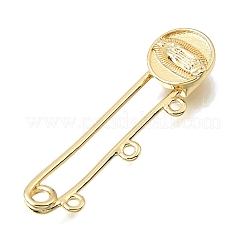 Virgin Mary Brass Safety Pins Brooch Findings&nbsp;KK-E802-41B-G
