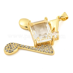 Rack Plating Brass Micro Pave Clear Cubic Zirconia Pendants&nbsp;ZIRC-L100-157G-01