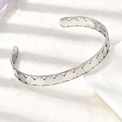 201 Stainless Steel Open Cuff Bangles for Women&nbsp;BJEW-Z162-01P