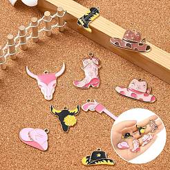 10Pcs 10 Styles West Cowboy Theme Alloy Enamel Pendants&nbsp;ENAM-YW0004-51